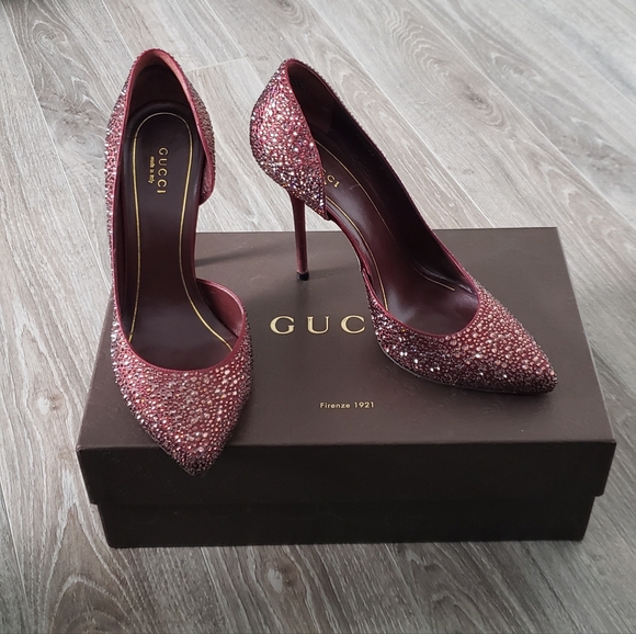 Gucci red glitter heel pumps - Picture 2 of 11